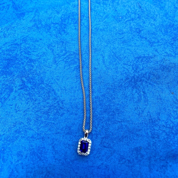 Sapphire & diamond costume jewelry necklace - Picture 1 of 2